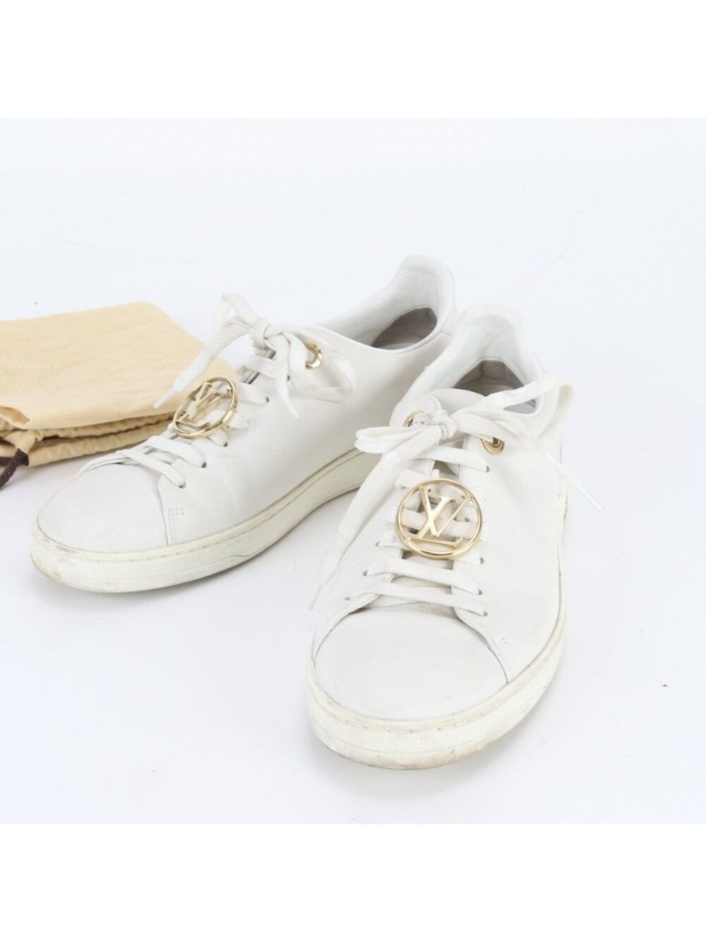 Louis Vuitton Front Low Line Leather Low Cut Sneakers 36.5 Lace Up Shoes